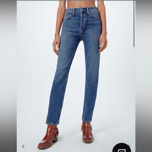 Re/Done Comfort Stretch High Rise Ankle Crop Jeans size 26, NWOT - Picture 2 of 11